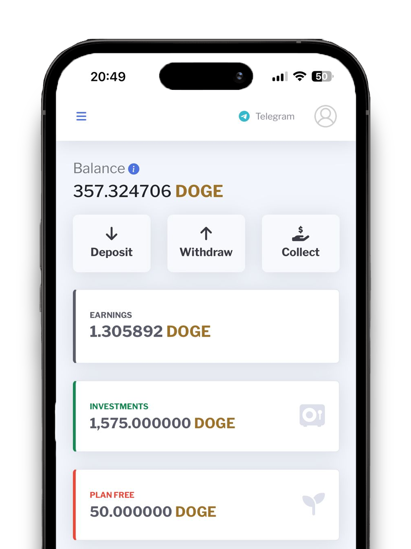 Image of a phone showing the Dogeboost app